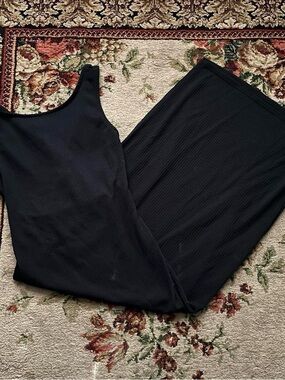 Antistar black ribbed form-fitting cutout-back maxi dress